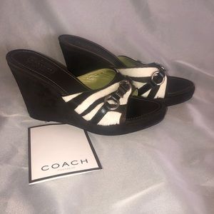 COACH  calf hair/suede wedges NEW